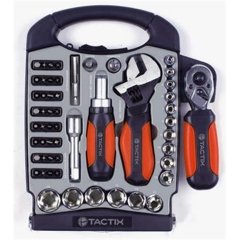 TACTIX - Set 55τεμ. (Κατσαβίδι με καστάνια , γαλλικό κλειδί και καστάνια 1/4'' & 3/8'')