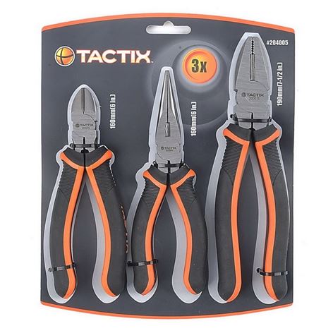 Tactix -Set Πένσα Πλαγιοκόφτης Μυτοτσίμπιδο CR-NI 3 τεμ. (204005)