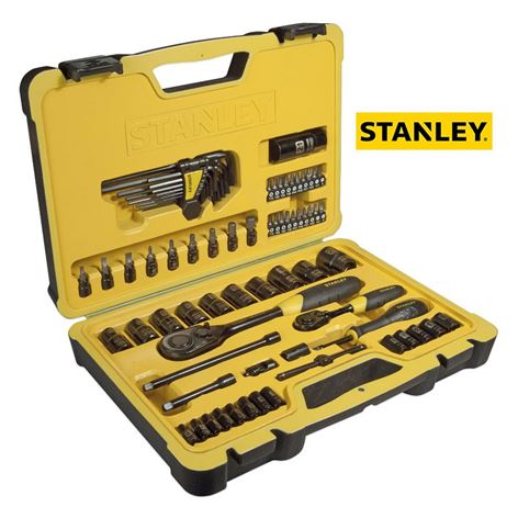Stanley STHT0-73398 Κασετίνα με καρυδάκια 1/4" , 1/2" μαύρο ματ χρωμίου 75 τεμαχίων