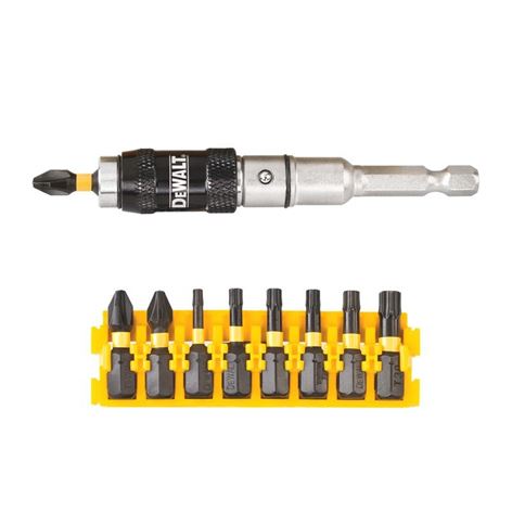 DEWALT ΣΕΤ 10 ΤΜΧ ΜΕ ΣΠΑΣΤΗ ΠΡΟΣΘΗΚΗ 1/4" ΚΑΙ ΜΥΤΕΣ (DT70578T)