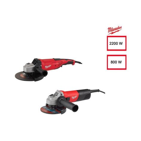 MILWAUKEE SET ΓΩΝΙΑΚΩΝ ΤΡΟΧΩΝ 800 W & 2200 W AG 800 & AG 22 (3901734)