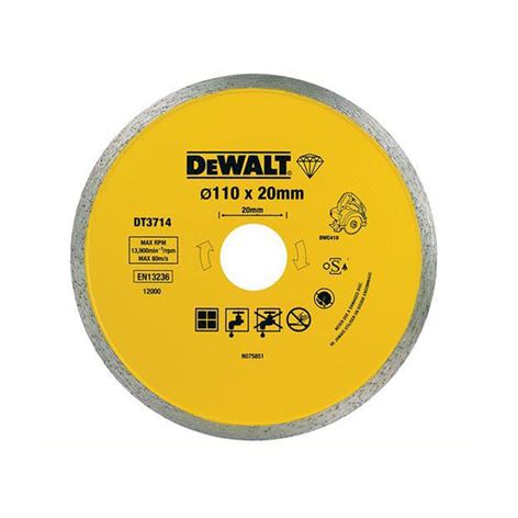 DEWALT ΔΙΑΜΑΝΤΟΔΙΣΚΟΣ ΚΟΠΗΣ ΠΛΑΚΙΔΙΩΝ 110x20x1.6mm (DT3714)
