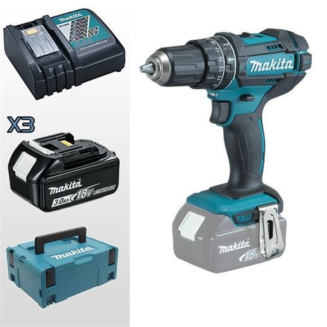 MAKITA DHP482RF3J Επαναφ δράπανο με 3 X 18V 3.0Ah, φορτιστη, σε MAKPAC βαλίτσα
