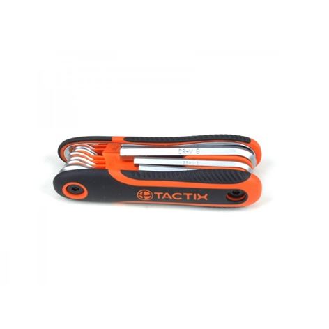 TACTIX Κλειδί Άλλεν CR-V, Σετ 8 Τεμ, Σε Κλιπς, Με Αντιολισθητική Λαβή 2-10 mm 206201