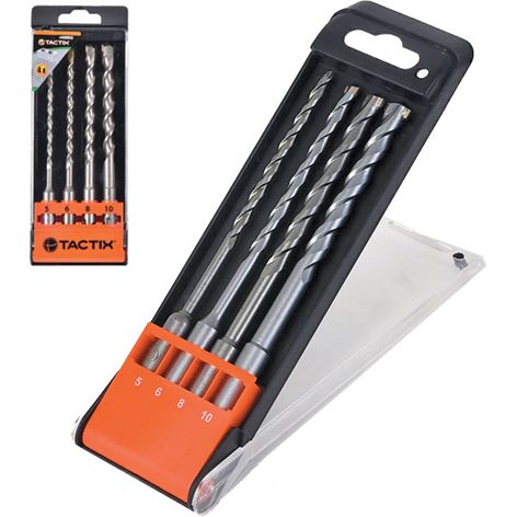TACTIX Τρυπάνια Διαμαντέ SDS-PLUS Σετ (5, 6, 8, 10mm x 160mm) 410953