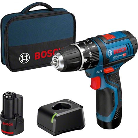 BOSCH GSB 12V-15 Κρουστικό Δραπανοκατσάβιδο 12V (2x2.0Ah) με Υφασμάτινη Θήκη 06019B690H