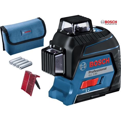Bosch GLL 3-80 Γραμμικό Λέιζερ με Πίνακα Στόχου σε Βαλίτσα Μεταφοράς 0601063S00