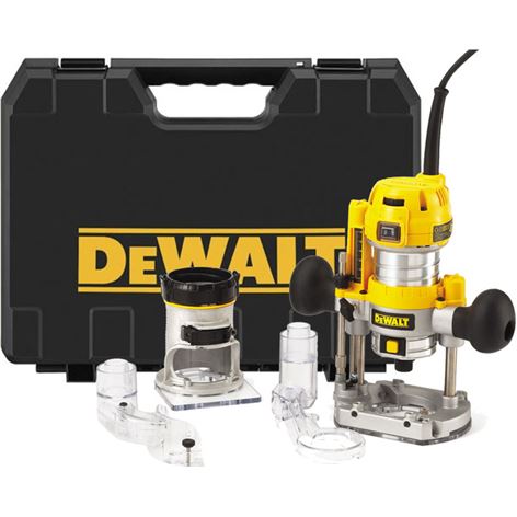 DEWALT Ρούτερ Mεταβλητής Tαχύτητας με βυθιζόμενη και σταθερή βάση 900W (D26204K)