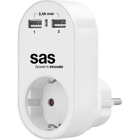 SAS ΑΝΤΑΠΤΟΡΑΣ ΦΟΡΤΙΣΗΣ ΛΕΥΚΟ 2 X USB / 2.4A (100-15-130)