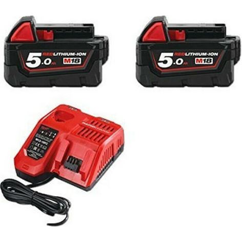 MILWAUKEE M18 NRG-502 2 ΜΠΑΤΑΡΙΕΣ 18V 5,0AH + ΤΑΧΥΦΟΡΤΙΣΤΗΣ (4933459217)