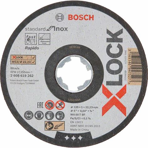 BOSCH ΔΙΣΚΟΣ ΚΟΠΗΣ INOX X-LOCK STANDARD 25mm 1TMX (2608619262)