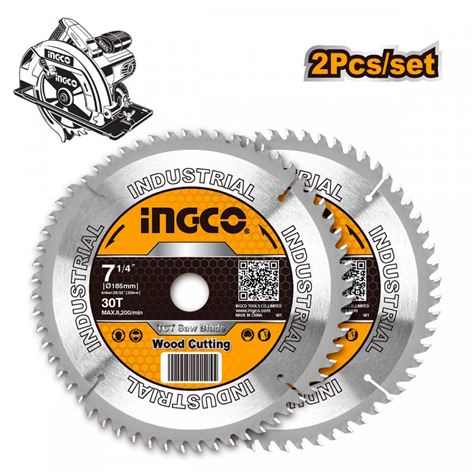 INGCO ΔΙΣΚΟΣ ΚΟΠΗΣ ΞΥΛΟΥ  2 τεμ 185 x 20mm (TSB118510)