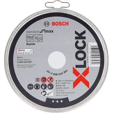 BOSCH ΔΙΣΚΟΣ ΚΟΠΗΣ INOX X-LOCK STANDARD 25mm 10TMX (2608619267)