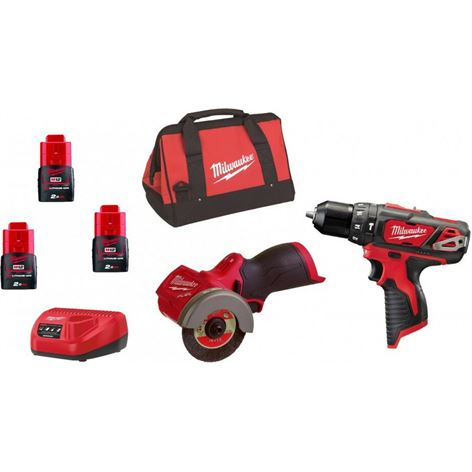 MILWAUKEE M12 BPDFCOT2A-202B ΣΕΤ ΚΟΦΤΗΣ ΠΟΛ/ΠΛΩΝ ΥΛΙΚΩΝ & ΔΡΑΠΑΝ/ΒΙΔΟ 12V+3x2.0Ah (3903071)