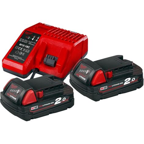 MILWAUKEE M18 NRG-202 ΣΕΤ 2 ΜΠΑΤΑΡΙΕΣ ΛΙΘΙΟΥ 18V 2.0Ah ΜΕ ΦΟΡΤΙΣΤΗ (4933459213)