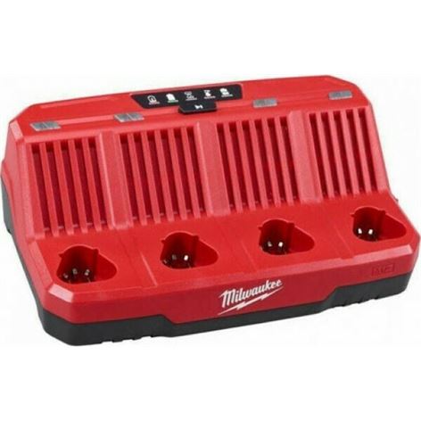 MILWAUKEE M12-C4 ΦΟΡΤΙΣΤΗΣ 4ΩΝ ΘΕΣΕΩΝ (4932430554)+6 ΑΤΟΚΕΣ ΔΟΣΕΙΣ