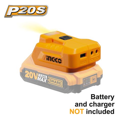 INGCO Φορτιστής USB-A 20V Li-Ion Powerbank SOLO (CUCLI2022)