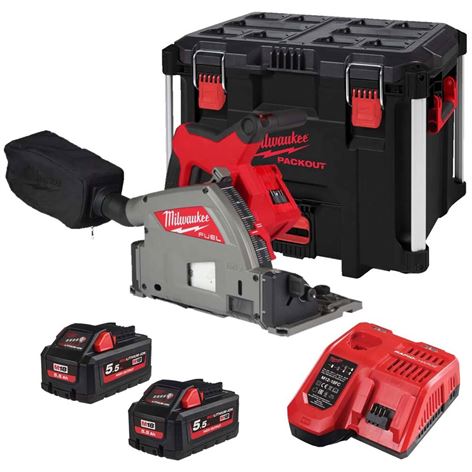 Milwaukee M18 Fuel FPS55-552P Δισκοπρίονο Βυθιζόμενο 55mm 2χ5,5Αh+Ταχυφορτιστης(4933478778)+6 ΑΤΟΚΕΣ