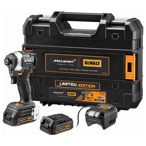DEWALT DCF85ME2GT-QW MCLAREN POWERSTACK Compact Παλμικό Κατσαβίδι 1/4'' 18V 2x1.7Ah(DCF85ME2GT-QW)