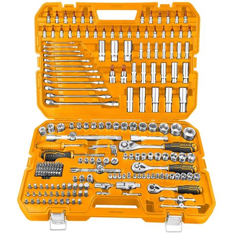 INGCO Εργαλεία Χειρός και Καρυδάκια 1/4" - 1/2" - 3/8" Σετ 216 τεμ. (HKTHP22161)