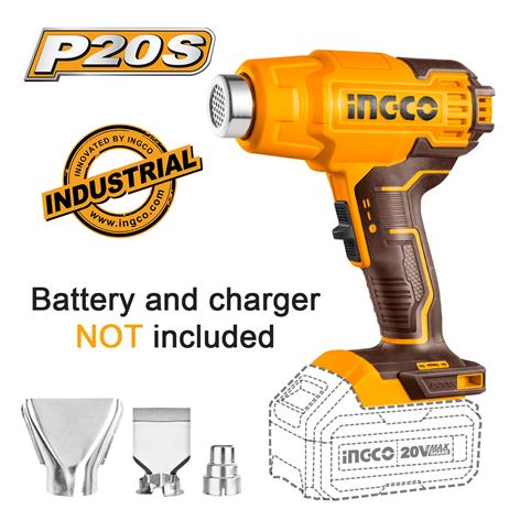 INGCO Πιστόλι Θερμού Αέρα Μπαταρίας 20V Li-Ion SOLO (HGLI2002)