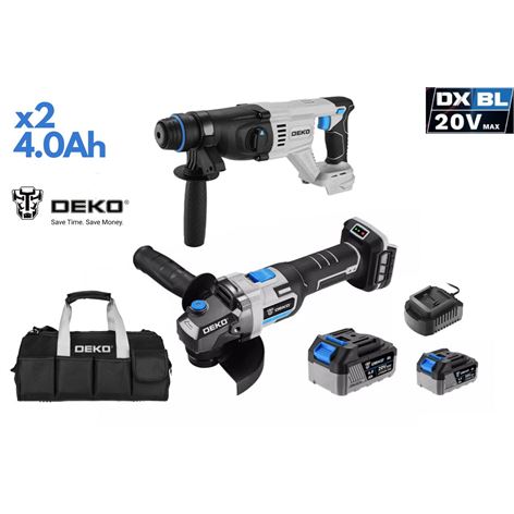 DEKO Σετ Περιστροφικό Πιστολέτο 3,2J 20V + Γωνιακός τροχός 125mm 20V (DKBL20RHAG-S2)
