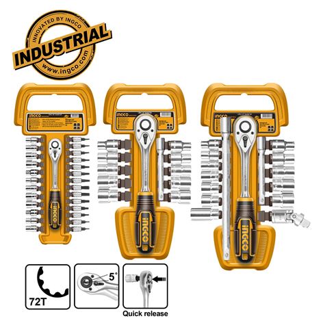 INGCO Καρυδάκια 1/4"-3/8"-1/2"+ Εργαλειοθήκη Τσάντα Σετ 57 τεμ. (COS23092)