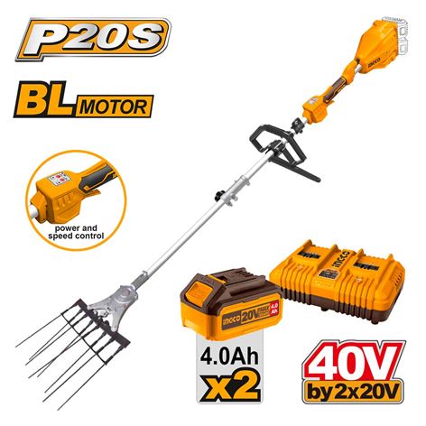 INGCO Ελαιοραβδιστικό Μπαταρίας 2x20V Li-Ion Τύπου Χτένα (COHLI200386)