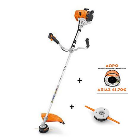 STIHL Βενζινοκίνητο Θαμνοκοπτικό FS 120+ 2η Κεφαλή PolyCut 28-2+Μεσινέζα 2.4mm 253m+12 ΑΤΟΚΕΣ ΔΟΣΕΙΣ